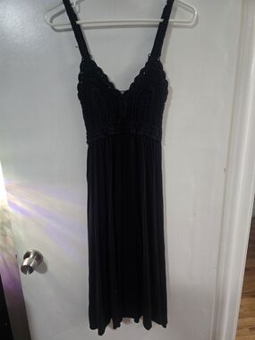 Blush Black Crochet Bodice Boho Midi Dress - Small